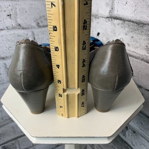 Chelsea Crew Madison Retro Oxford Shoes Grey Leather Whimsigoth Pump - Picture 10 of 11